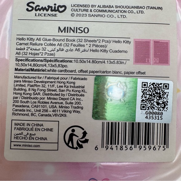 Hello Kitty Miniso x Sanrio Notebook + A6 Journal Set 2pc NWT Kawaii - Picture 9 of 10